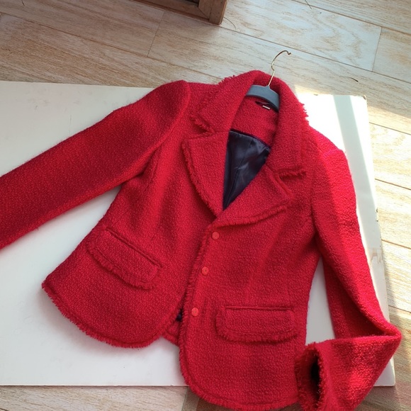 Boden Hot Pink Neon Boucle Tweed Chanel Fantasy Look Jacket Fringe Trim Chic 💕 - Picture 15 of 16